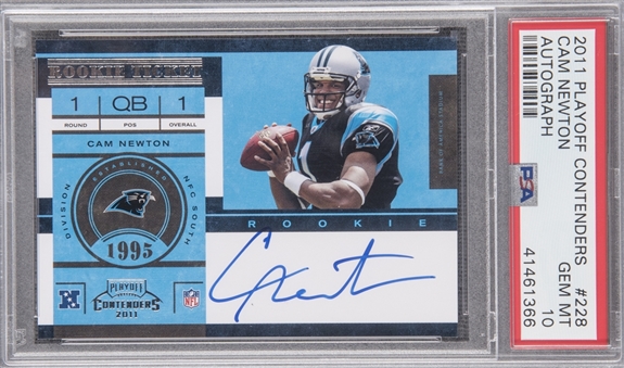 2011 Playoff Contenders #228 Cam Newton Signed Rookie Card – PSA GEM MT 10